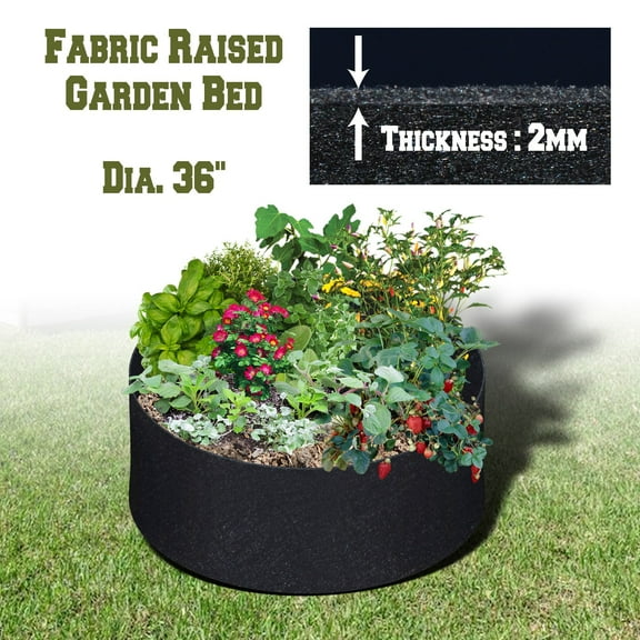 Large Round Bag Fabric Raised Planting Bed Garden Grow Bag Pots for Herb Flower(Dia 36")