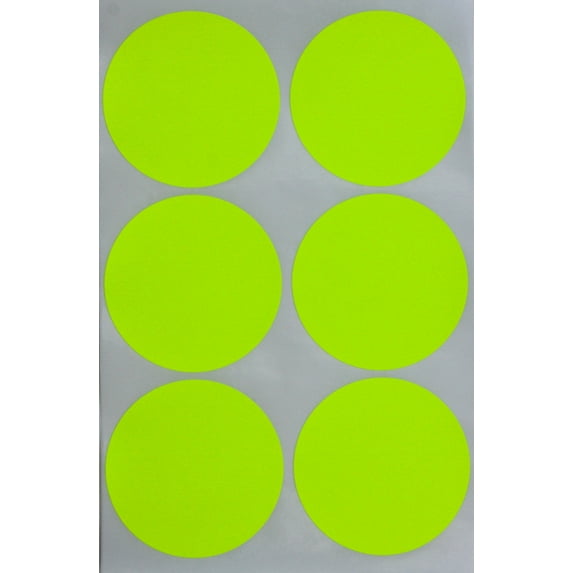 Large Round Color Coding Labels 50mm Neon Yellow Stickers Sheets 2" - 648 Pack by Royal Green