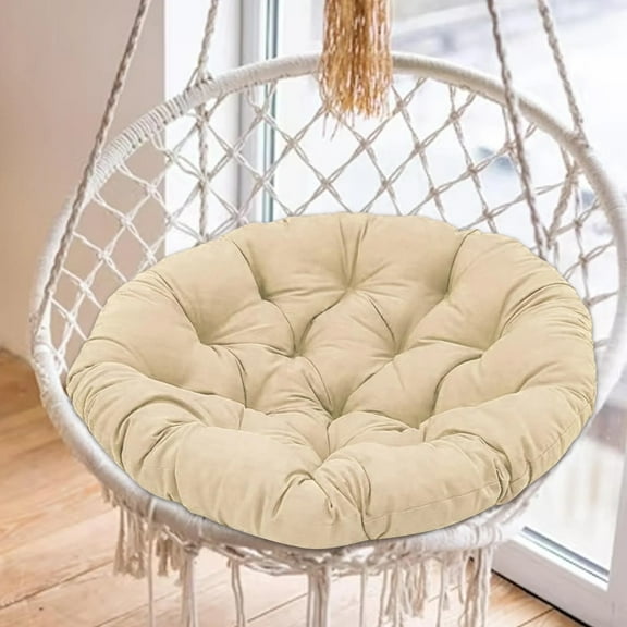 Large Round Egg Chair Cushion & Soft Lightweight Swing Chair Pad, Washable Patio Seat Mat for Outdoor Indoor Rocking Chair or Garden Bench, 20 Inch Khaki