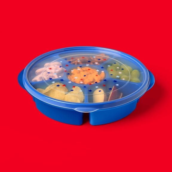 Large Round Entertaining Disposable Food Storage Container with Lid - RWB - up&up