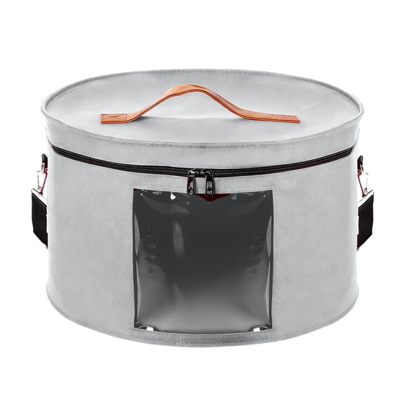 Large Round Foldable Hat Box 18.9" D x 16.5" H, Stackable Hat Storage Box for Cowboy Hats, Travel Hat Carrier Case Organizer for Closet, Sturdy Lid & Handles for Home Use