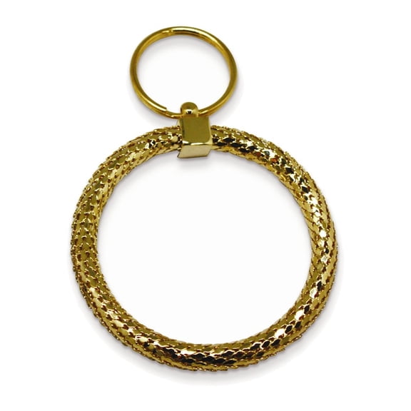 Large Round Gold-tone Mesh Keychain
