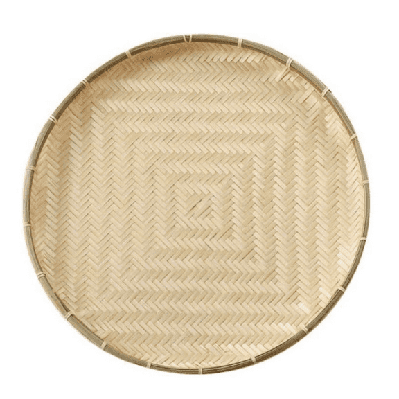 Large Round Handmade Bamboo Woven Tray,Bamboo Dustpan Serving Platter,Wicker Food Basket,Hanging Farmhouse Wall Decor,for Snacks Fruits Bread Vegetables Drying Food