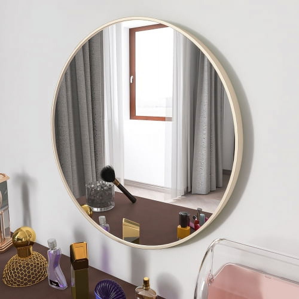 Large Round Mirror, Matte Gold Wall Mirror, 24” Round Mirror, Metal