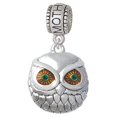 thumbnail image 1 of Large Round Owl with Green Crystal Eyes - Mother Charm Bead, 1 of 1