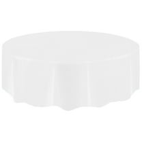 Large Round Plastic Tablecloth 2.13m Disposable Plain Color Wipe Clean Party Cover Waterproof for Dining Table Picnic Birthday Outdoor Indoor Events