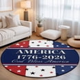 thumbnail image 1 of Large Round Rug 8Ft, America Flag Non-Slip Washable Circle Rugs Carpet, Red Blue White Star Independence Day Indoor Outdoor Rug Floor Mats Throw Runner for Bedroom Living Room Bathroom, 1 of 8