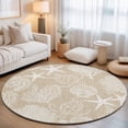 thumbnail image 1 of Large Round Rug 8Ft, Brown Beige Coastal Non-Slip Washable Circle Rugs Carpet, Nautical Coral Starfish Shell Turtle Summer Indoor Outdoor Rug Floor Mats Throw Runner for Bedroom Living Room Bathroom, 1 of 8