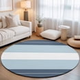 thumbnail image 1 of Large Round Rug 8Ft, Haze Blue Aqua Stripe Non-Slip Washable Circle Rugs Carpet, Modern Art Horizontal Striped Indoor Outdoor Rug Floor Mats Throw Runner for Bedroom Living Room Bathroom, 1 of 8