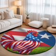 thumbnail image 1 of Large Round Rug 8Ft, National Flag Non-Slip Washable Circle Rugs Carpet, Red Blue Rooster Farmhouse Art Indoor Outdoor Rug Floor Mats Throw Runner for Bedroom Living Room Bathroom, 1 of 8