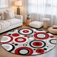 thumbnail image 1 of Large Round Rug 8Ft, Red Grey Abstract Non-Slip Washable Circle Rugs Carpet, Modern Geometric Polka Dot Indoor Outdoor Rug Floor Mats Throw Runner for Bedroom Living Room Bathroom, 1 of 8
