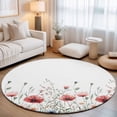 thumbnail image 1 of Large Round Rug 8Ft, Red Poppy Flower Non-Slip Washable Circle Rugs Carpet, Garden Floral Botanical Painting Indoor Outdoor Rug Floor Mats Throw Runner for Bedroom Living Room Bathroom, 1 of 8