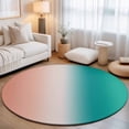 thumbnail image 1 of Large Round Rug 8Ft, Teal Pink Ombre Non-Slip Washable Circle Rugs Carpet, Contemporary Art Abstract Aesthetics Indoor Outdoor Rug Floor Mats Throw Runner for Bedroom Living Room Bathroom, 1 of 8