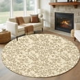 thumbnail image 1 of Large Round Rug 8Ft Washable Non-Slip, Beige Spring Floral Circle Area Rugs for Living Room Bedroom, Farmhouse Flowers Elegant Pastoral Indoor Floor Mats Carpet Runner for Home Decor, 1 of 8