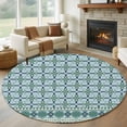 thumbnail image 1 of Large Round Rug 8Ft Washable Non-Slip, Blue Flowers Circle Area Rugs for Living Room Bedroom, Farmhouse Country Abstract Floral Patterned Indoor Floor Mats Carpet Runner for Home Decor, 1 of 8