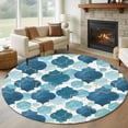 thumbnail image 1 of Large Round Rug 8Ft Washable Non-Slip, Blue Geometric Moroccan Circle Area Rugs for Living Room Bedroom, Abstract Art Blue Ombre Modern Indoor Floor Mats Carpet Runner for Home Decor, 1 of 8