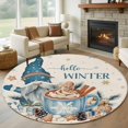 thumbnail image 1 of Large Round Rug 8Ft Washable Non-Slip, Blue Gnomes Christmas Circle Area Rugs for Living Room Bedroom, Xmas Gifts Snowflake Winter Rustic Indoor Floor Mats Carpet Runner for Home Decor, 1 of 8