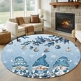 thumbnail image 1 of Large Round Rug 8Ft Washable Non-Slip, Blue Ombre Gnomes Christmas Circle Area Rugs for Living Room Bedroom, Xmas Balls Tree Snowflake Retro Indoor Floor Mats Carpet Runner for Home Decor, 1 of 8