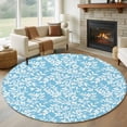thumbnail image 1 of Large Round Rug 8Ft Washable Non-Slip, Blue Spring Floral Circle Area Rugs for Living Room Bedroom, Farmhouse Flowers Elegant Pastoral Indoor Floor Mats Carpet Runner for Home Decor, 1 of 8