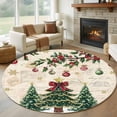 thumbnail image 1 of Large Round Rug 8Ft Washable Non-Slip, Christmas Tree Circle Area Rugs for Living Room Bedroom, Farmhouse Winter Ball Berry Snowflakes Indoor Floor Mats Carpet Runner for Home Decor, 1 of 8