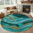 thumbnail image 1 of Large Round Rug 8Ft Washable Non-Slip, Dark Green Marble Circle Area Rugs for Living Room Bedroom, Modern Abstract Art Marble Fluid Indoor Floor Mats Carpet Runner for Home Decor, 1 of 8