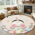 thumbnail image 1 of Large Round Rug 8Ft Washable Non-Slip, Easter Circle Area Rugs for Living Room Bedroom, Country Spring Rabbit Feet Eggs Botanical Flowers Indoor Floor Mats Carpet Runner for Home Decor, 1 of 8