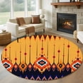 thumbnail image 1 of Large Round Rug 8Ft Washable Non-Slip, Ethnic Boho Circle Area Rugs for Living Room Bedroom, Vintage Abstract Geometric Textured Indoor Floor Mats Carpet Runner for Home Decor, 1 of 8