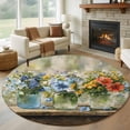 thumbnail image 1 of Large Round Rug 8Ft Washable Non-Slip, Farmhouse Flowers Circle Area Rugs for Living Room Bedroom, Country Spring Botanical Florals Painting Indoor Floor Mats Carpet Runner for Home Decor, 1 of 8