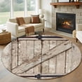 thumbnail image 1 of Large Round Rug 8Ft Washable Non-Slip, Farmhouse Wood Grain Circle Area Rugs for Living Room Bedroom, Vintage Country Barn Gate Brown Indoor Floor Mats Carpet Runner for Home Decor, 1 of 8