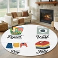 thumbnail image 1 of Large Round Rug 8Ft Washable Non-Slip, Laundry Room Circle Area Rugs for Living Room Bedroom, Wash Repeat Dry Fold Simple Drawn Indoor Floor Mats Carpet Runner for Home Decor, 1 of 8