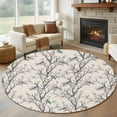 thumbnail image 1 of Large Round Rug 8Ft Washable Non-Slip, Natural Trees Circle Area Rugs for Living Room Bedroom, Colored Birds on Branches Retro Rustic Indoor Floor Mats Carpet Runner for Home Decor, 1 of 8