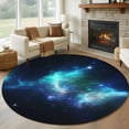 thumbnail image 1 of Large Round Rug 8Ft Washable Non-Slip, Navy Blue Black Circle Area Rugs for Living Room Bedroom, Stars Sky Modern Art Indoor Floor Mats Carpet Runner for Home Decor, 1 of 8
