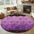 thumbnail image 1 of Large Round Rug 8Ft Washable Non-Slip, Purple Geometric Circle Area Rugs for Living Room Bedroom, Ombre Modern Abstract Art Indoor Floor Mats Carpet Runner for Home Decor, 1 of 8