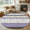 thumbnail image 1 of Large Round Rug 8Ft Washable Non-Slip, Purple Geometric Circle Area Rugs for Living Room Bedroom, Stripes Boho Spring Flowers Country Rural Indoor Floor Mats Carpet Runner for Home Decor, 1 of 8