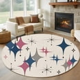 thumbnail image 1 of Large Round Rug 8Ft Washable Non-Slip, Red Blue Diamond Circle Area Rugs for Living Room Bedroom, Modern Geometric Middle Century Beige Indoor Floor Mats Carpet Runner for Home Decor, 1 of 8