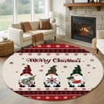 thumbnail image 1 of Large Round Rug 8Ft Washable Non-Slip, Red Gnomes Christmas Circle Area Rugs for Living Room Bedroom, Xmas Tree Snowflake Gifts Rustic Plaid Indoor Floor Mats Carpet Runner for Home Decor, 1 of 8