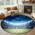 thumbnail image 1 of Large Round Rug 8Ft Washable Non-Slip, Rugby Circle Area Rugs for Living Room Bedroom, Modern Sport Blue Green Landscape Indoor Floor Mats Carpet Runner for Home Decor, 1 of 8