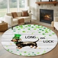 thumbnail image 1 of Large Round Rug 8Ft Washable Non-Slip, St. Patrick's Day Circle Area Rugs for Living Room Bedroom, Spring Lucky Dogs Grasses Gray Wood Indoor Floor Mats Carpet Runner for Home Decor, 1 of 8