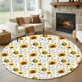 thumbnail image 1 of Large Round Rug 8Ft Washable Non-Slip, Sunflower Circle Area Rugs for Living Room Bedroom, Summer Botanical Farmhouse Floral Elegant Indoor Floor Mats Carpet Runner for Home Decor, 1 of 8