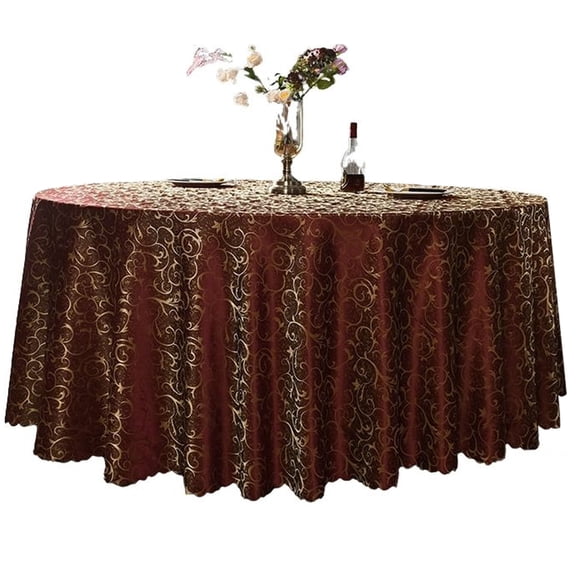 Large Round Tablecloth,Dark Elegant Embroidered Tablecloth With Cut Edges,table Cover For Mid-to-high-end Hotel Banquets And Home Banquets-Red-3.8m