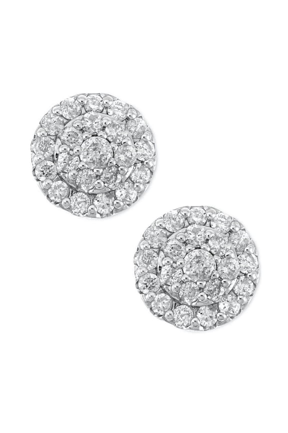 Flower Cluster White Gold Plated 925 Sterling Silver Screw Back Post Large Iced CZ Round Honey Comb Set Circle Hip Hop Big Stud Earrings