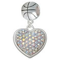 thumbnail image 1 of Large Rounded Clear AB Oktant Crystal Heart - Basketball Charm Bead, 1 of 1
