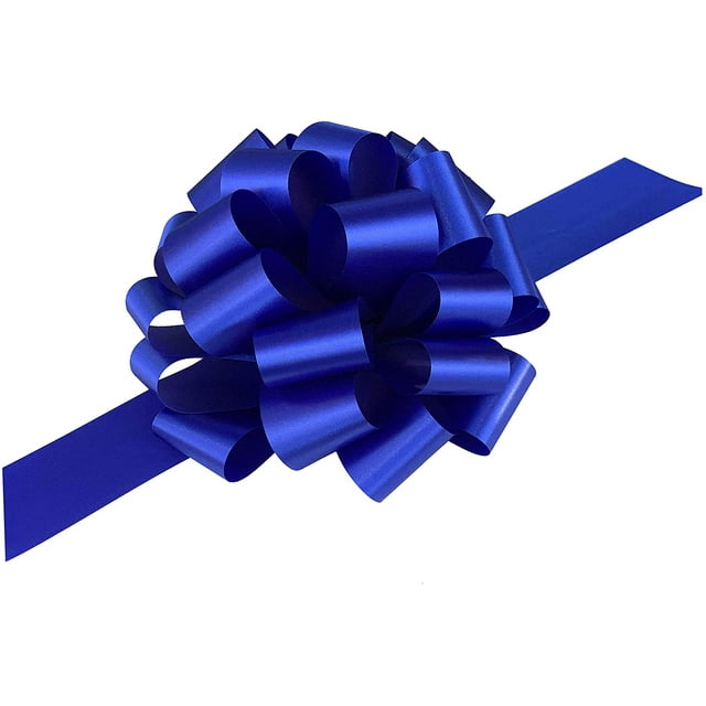 Large Royal Blue Ribbon Pull Bows 9" Wide, Set of 6, Christmas