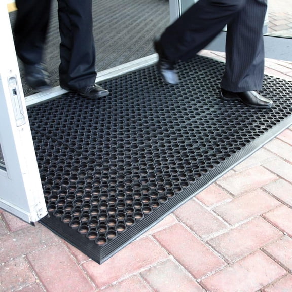 Large Rubber Doormat for Outside - 60 x 35 Heavy Duty Outdoor Drainage Mat with Holes - Anti Slip Floor Mat for Commercial Kitchen, Pool, Restaurant, Garage, Bar, Entrance, Wet Area, Garden