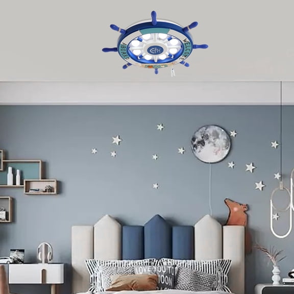 Large Rudder Fishing Net Ceiling Lamp Wheel Gear Ceiling Lamp Hanging Pendant Light 8 Lights Nautical Marine Ship Ceiling Light Rope Decor for Child Restaurant Farmhouse Hotel