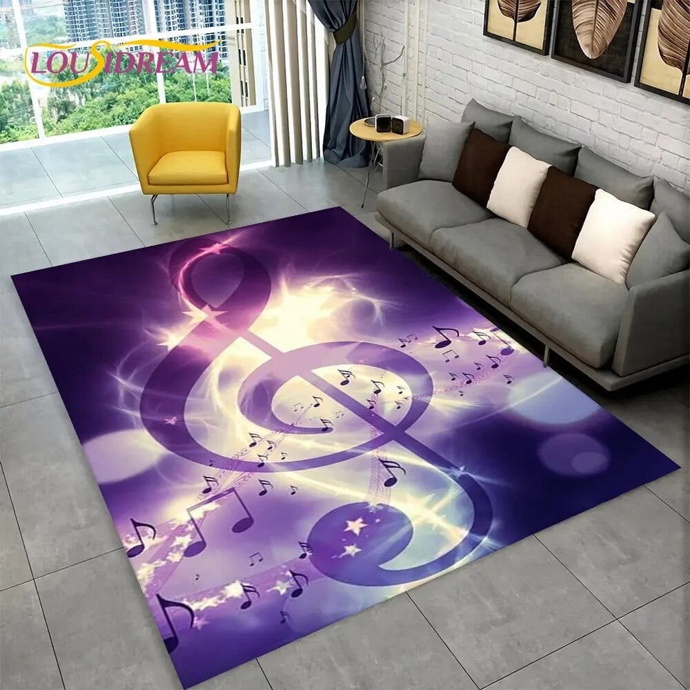 Large Rug 3D Music Musical Note Piano Art Area Rug Large Carpet Rug for ...