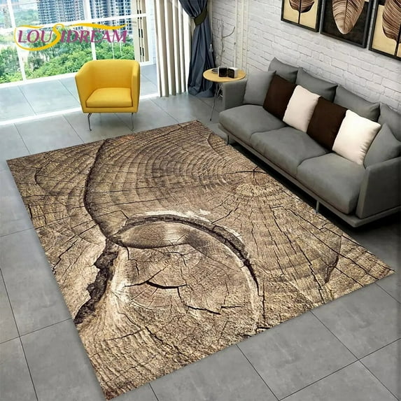 Large Rug 3D Wood Grain Retro Area Rug Large Carpet Rug for Home Living Room Sofa Carpet Decor Kitchen Non-slip Floor Mat