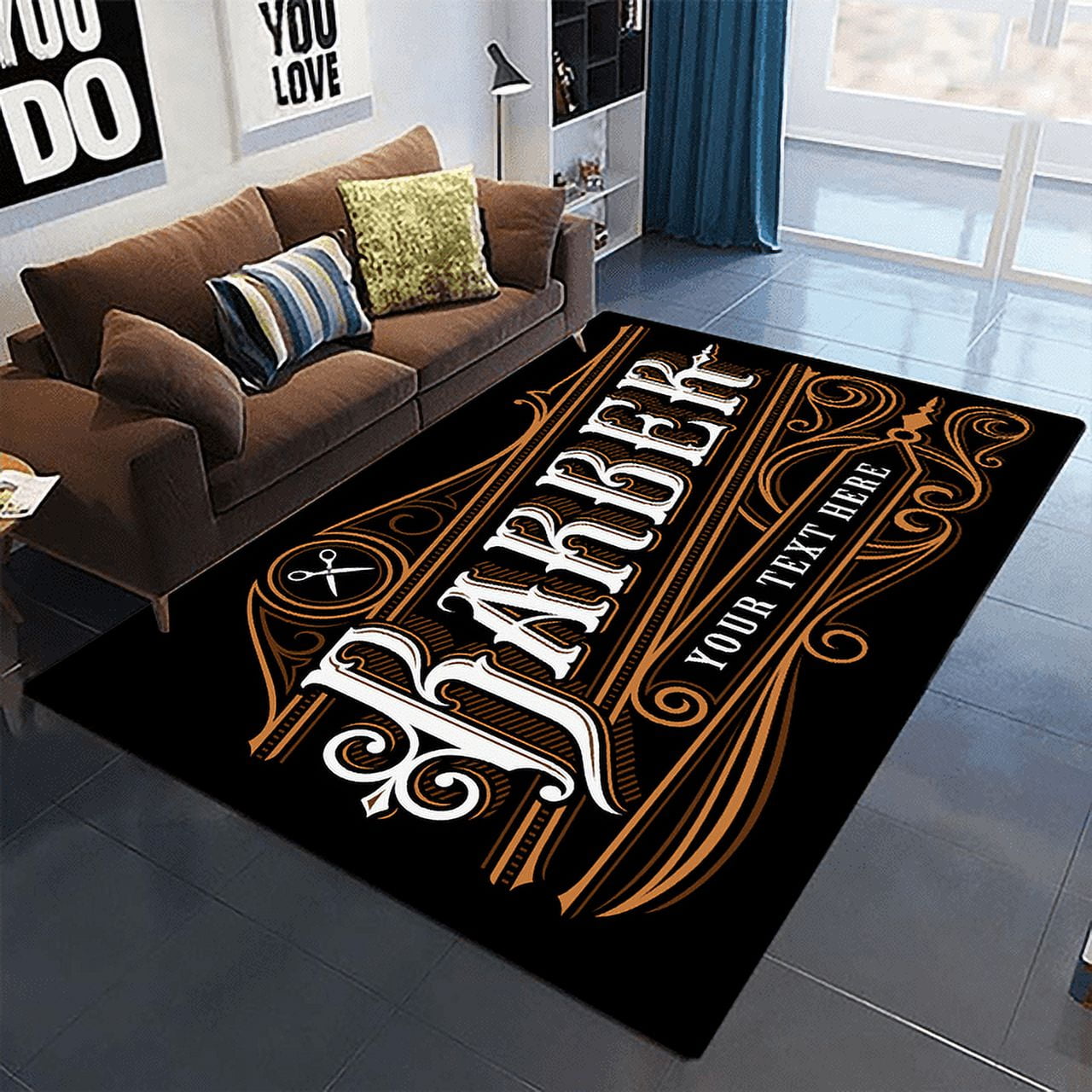 Large Rug Barber Shop Carpet for Living Room Luxury Home Decorations