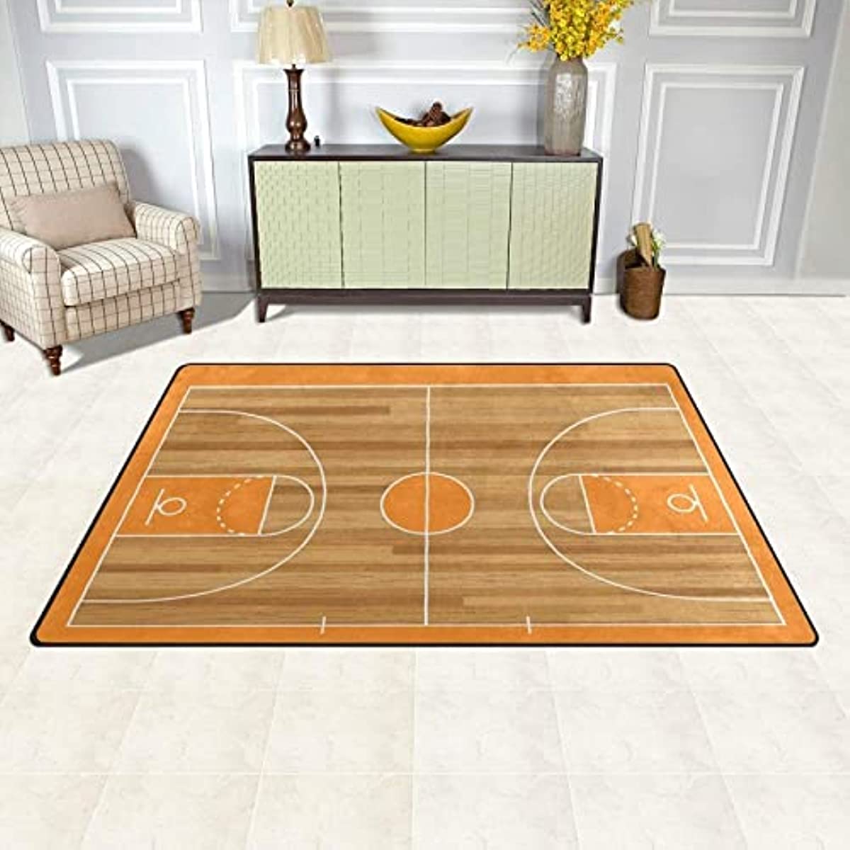 Large Rug Basketball Wood Court Rectangle Rugs Teens Room Decor Carpet ...