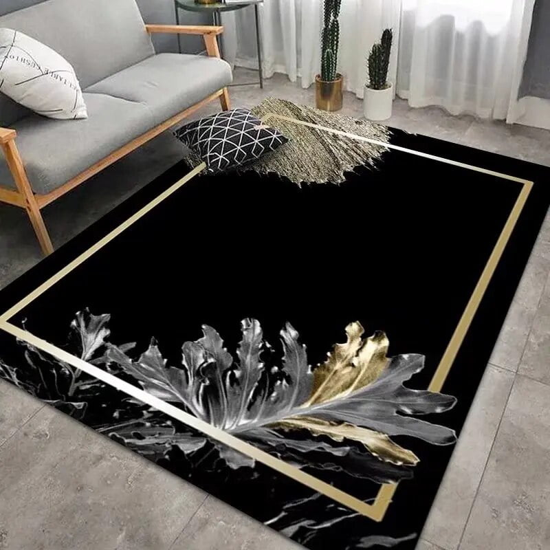 Large Rug Black Gold Carpet FOR LIVE ROOM Large Size Luxury Area Rugs